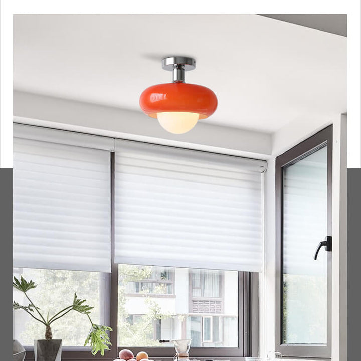 Modern Glass Creative Egg Tart Design 1-Light Flush Mount Light
