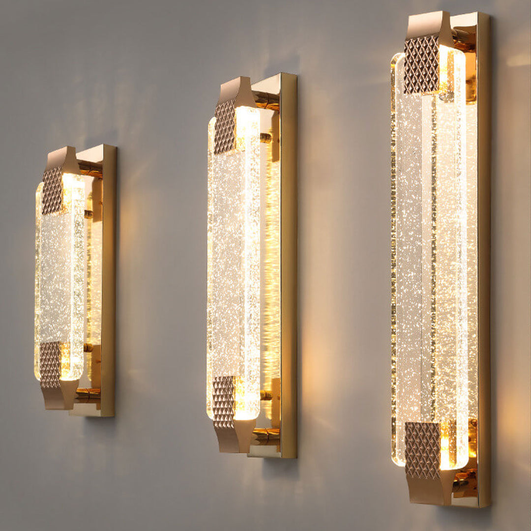 Applique murale LED en cristal à bulles rectangulaire de luxe léger européen 