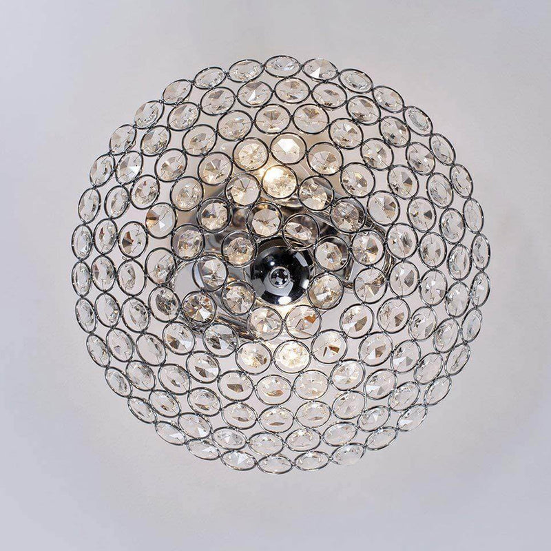 Modern Minimalist Half Circle Crystal 2-Light Chandelier Flush Mount Ceiling Light