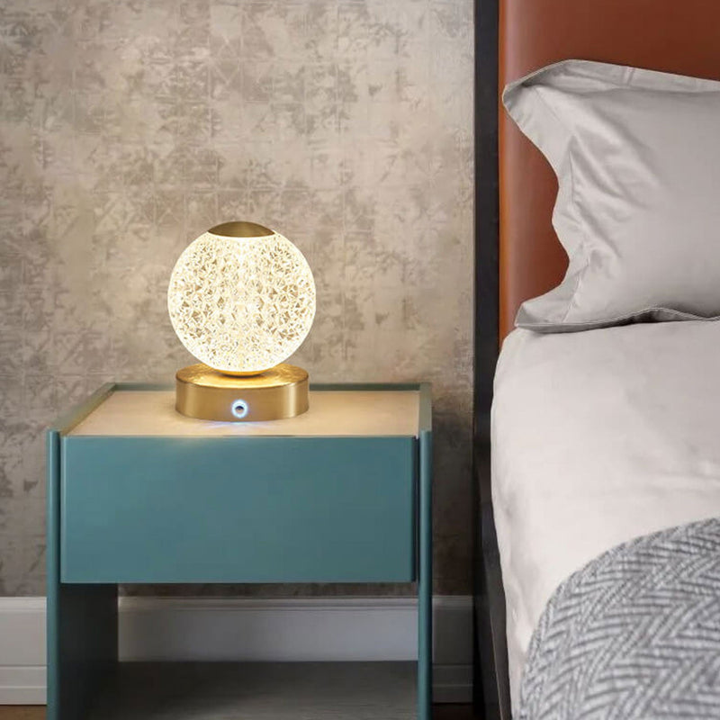 Lampe de Table LED Ronde en Laiton Acrylique Moderne de Luxe 