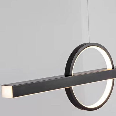 Minimalist Light Luxury Copper Geometric Long Bar Island Light LED Chandelier