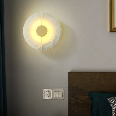 Modern Brass Lucite Circle LED Wall Sconce Lamp