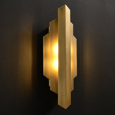 Modern Light Luxury Full Copper Symmetrical Graphic Design 1-Light Wall Sconce Lamp