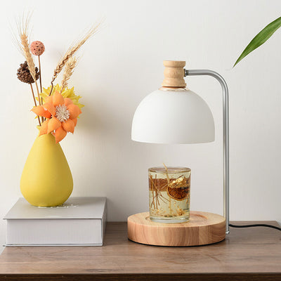 Lampe de table à cire fondue à 2 lumières avec dôme en verre simple 