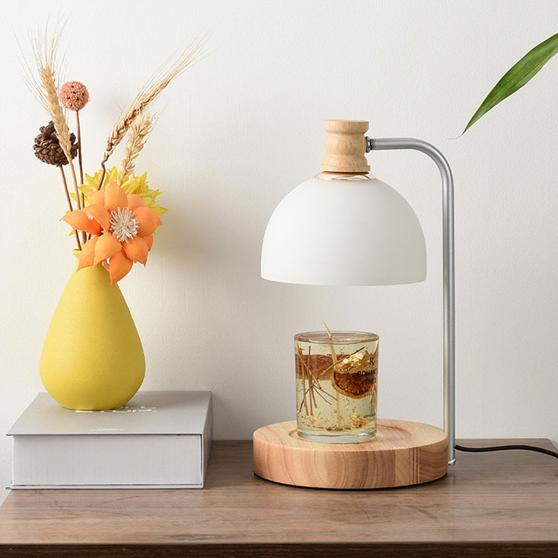 Lampe de table à cire fondue à 2 lumières avec dôme en verre simple 