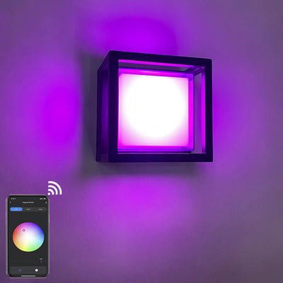 Modern Outdoor Square RGB APP Dimming LED Wall Sconce Lamp