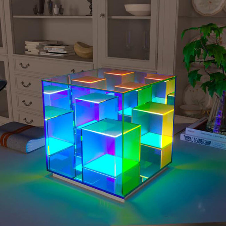 Lampe de Table LED stéréo créative nordique Rubik's Cube, interrupteur tactile, veilleuse 