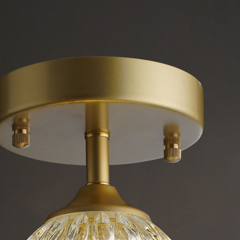 Nordic Textured Glass Dome 1-Light Semi-Flush Mount Ceiling Light