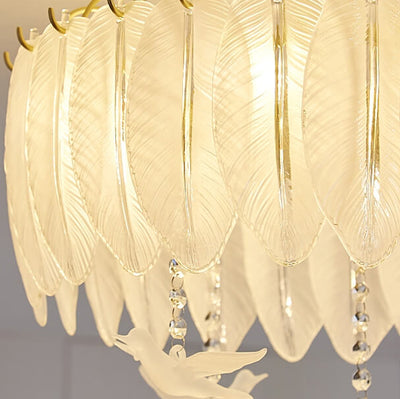 Luxury Creative Glass Feather Bird 6/8/10-Light Flush Mount Light