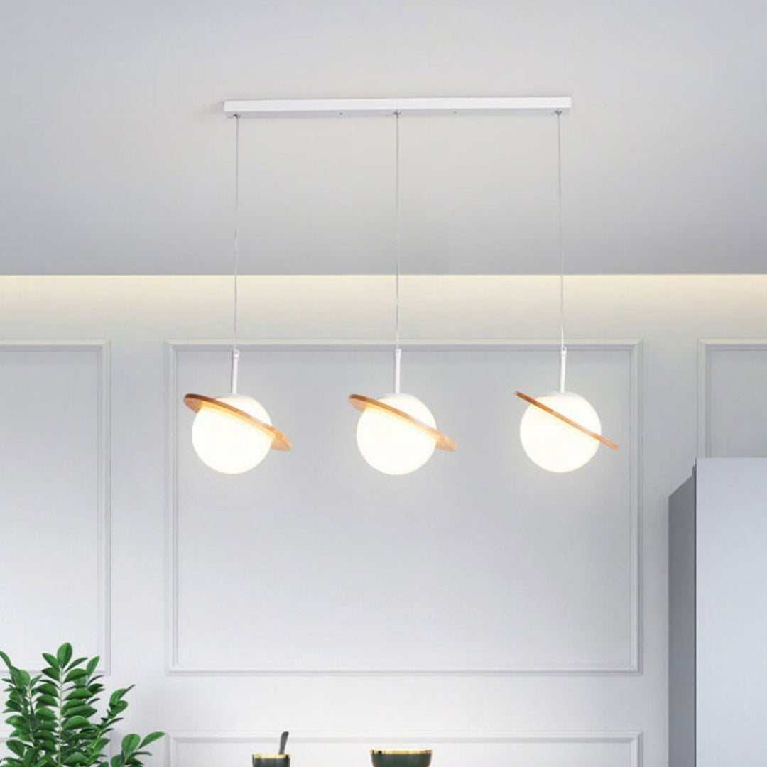 Lámpara de Araña de Vidrio Blanco Lechoso de Madera Nórdica 1/3 Luces 