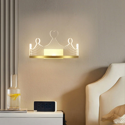 Nordic Light Luxury Crown Gold Iron Acrylic LED Wall Sconce Lamp