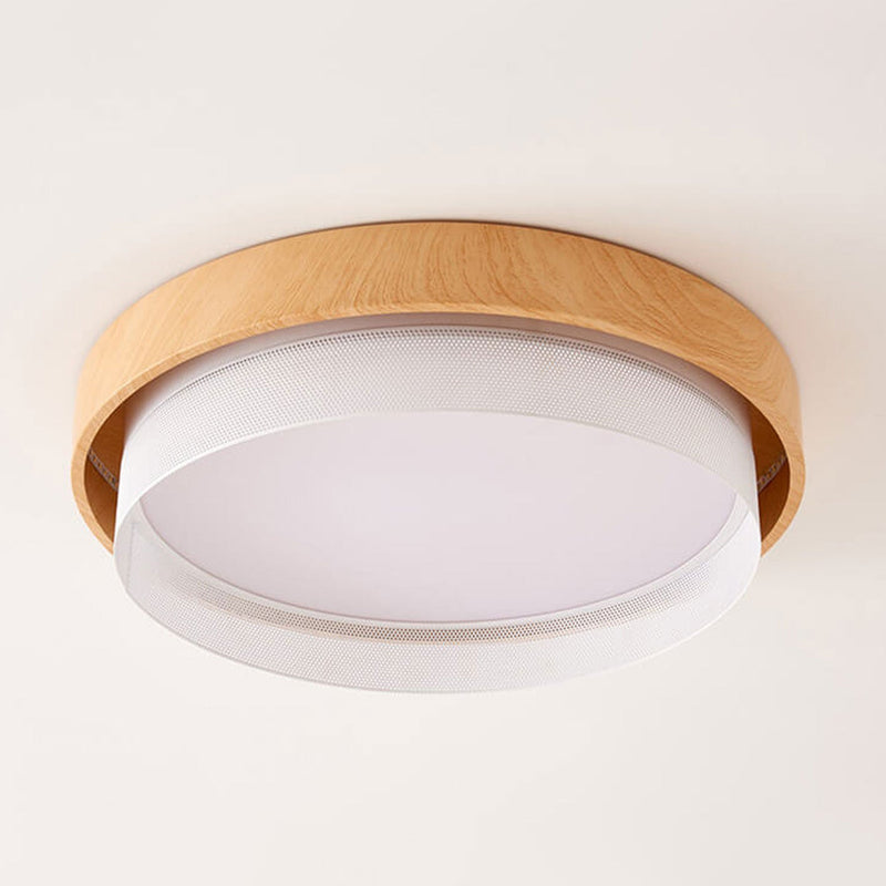 Nordic Wood Grain Rectangular/ Round LED Tatami Flush Mount Ceiling Light