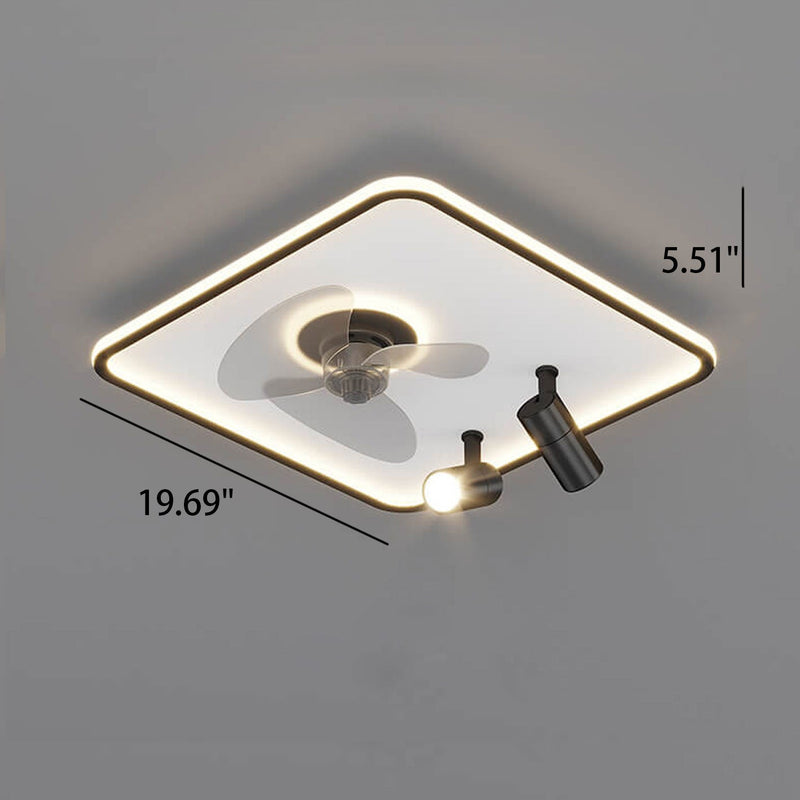 Minimalist Ultra-thin Square Spotlight  LED Flush Mount Ceiling Fan Light