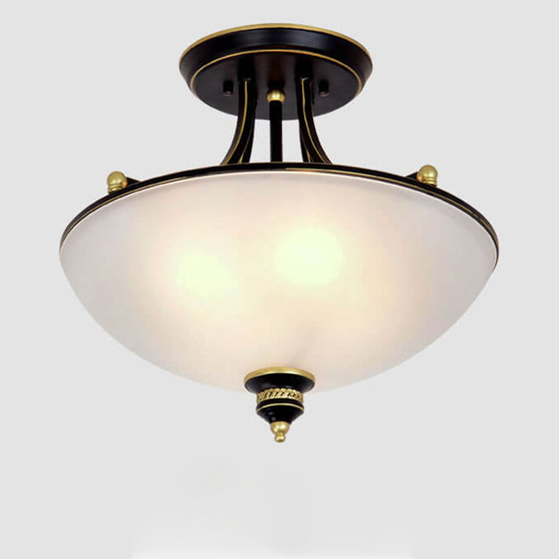 Vintage Luxury Glass Bowl Design 4-Light Semi-Flush Mount Ceiling Light