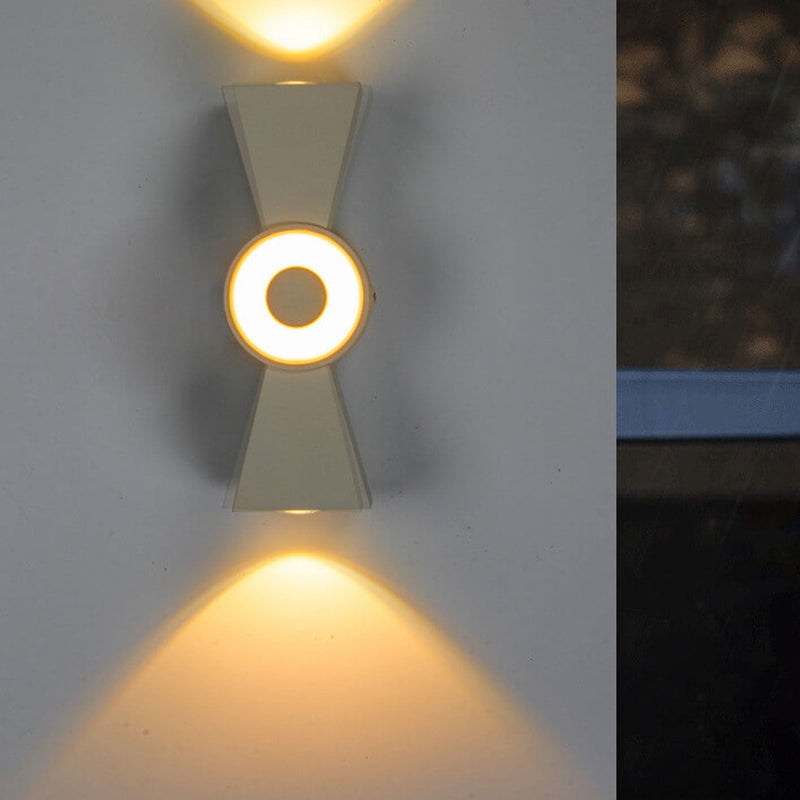 Nœud papillon créatif extérieur avec éclairage vers le haut et vers le bas, lampe murale étanche à LED pour patio 