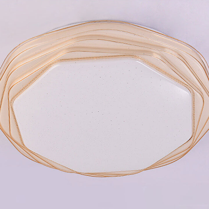 Modern Minimalist Creative Round LED Wrought Iron Flush Mount Ceiling Light