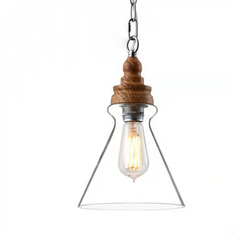 Nordic Retro Transparent Glass 1-Light Pendant Light