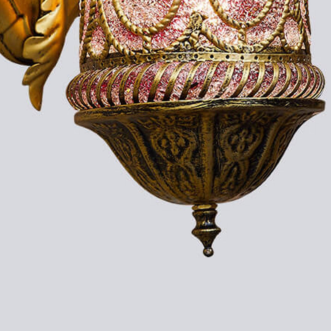 Applique murale 1 lumière en fer creux rose de style d&