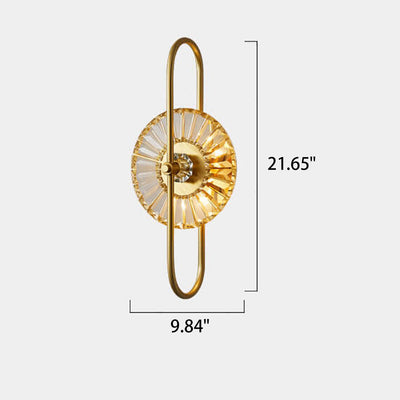 Nordic Luxury Brass Crystal Geometric Ring 2/3 Light Wall Sconce Lamp