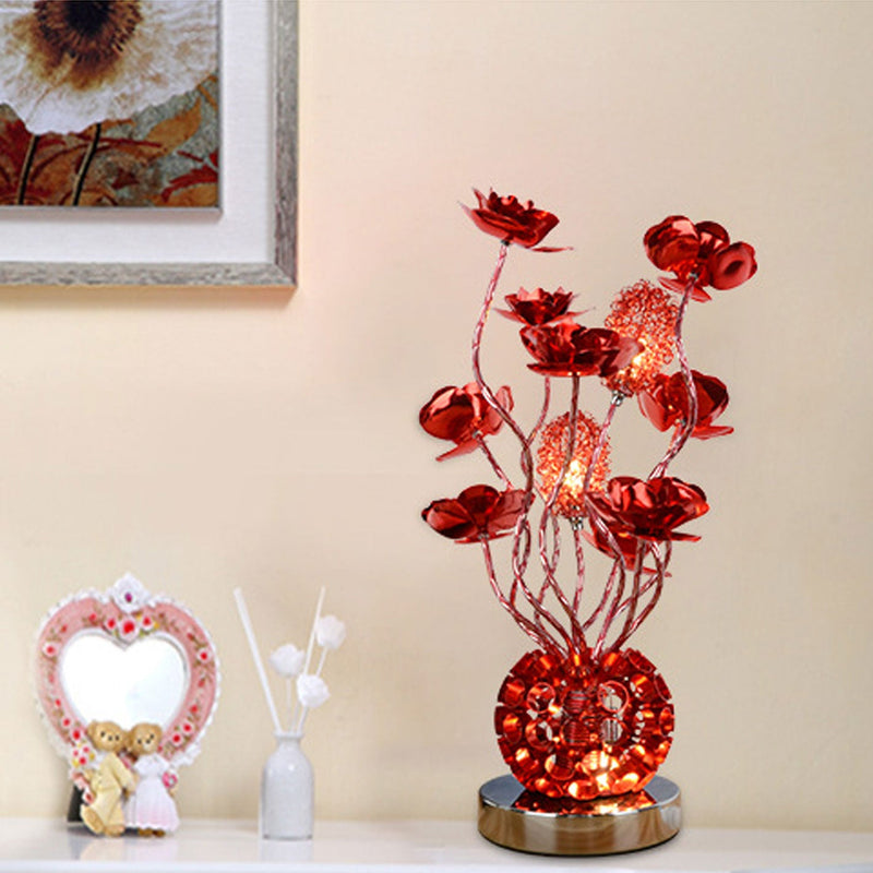 Lámpara de mesa LED de aluminio estilo europeo Rose 