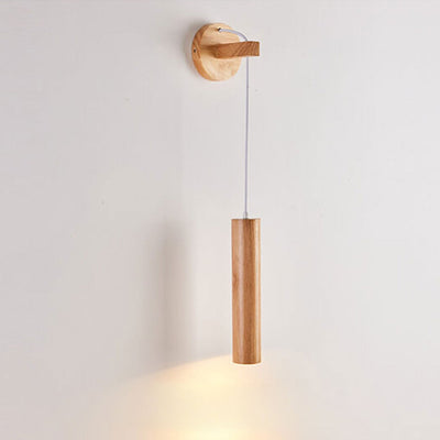 Nordic Minimalist Solid Wood Cylinder Column LED Wall Sconce Lamp