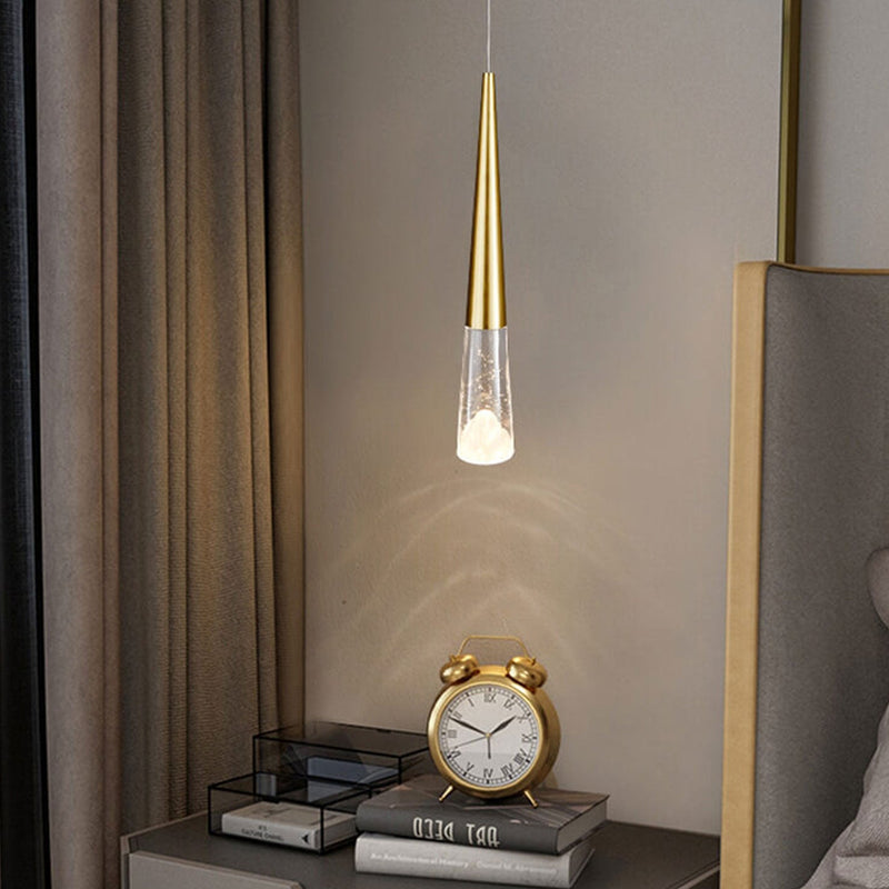 Simple Full Copper Long Wire Slim Tapered Design LED Pendant Light