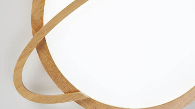 Modern Wooden Acrylic Shade Planet Design LED Flush Mount Light