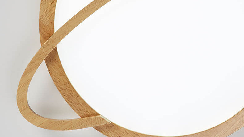 Modern Wooden Acrylic Shade Planet Design LED Flush Mount Light