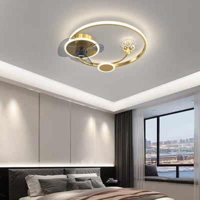 Modernes kreatives Kreis-Kugel-Design LED-Unterputz-Deckenventilator-Licht 