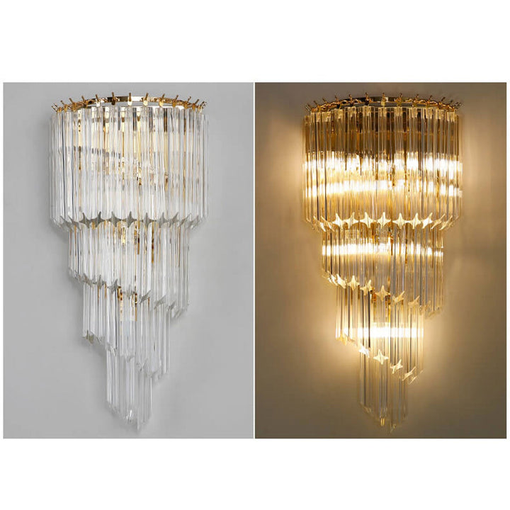 Applique Murale Moderne de Luxe en Cristal à Quatre Couches avec 4 Lumières 