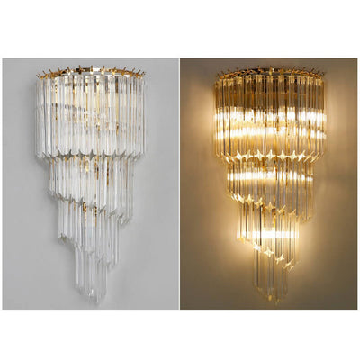 Modern Luxury Crystal Four Layers 5-Light Wall Sconce Lamp