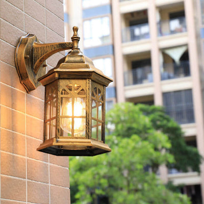 European Waterproof Retro Pavilion Design 1-Light Outdoor Wall Sconce Lamp