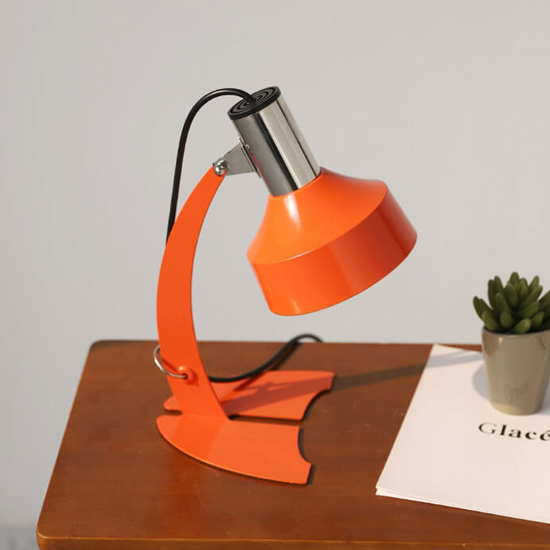 Vintage Orange Eisenkuppel-Schirm Fischschwanzfuß 1-Licht Tischlampe 