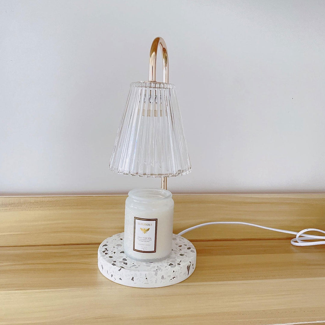 Contemporary Scandinavian Glass Terrazzo Base 1-Light Melting Wax Table Lamp For Bedroom