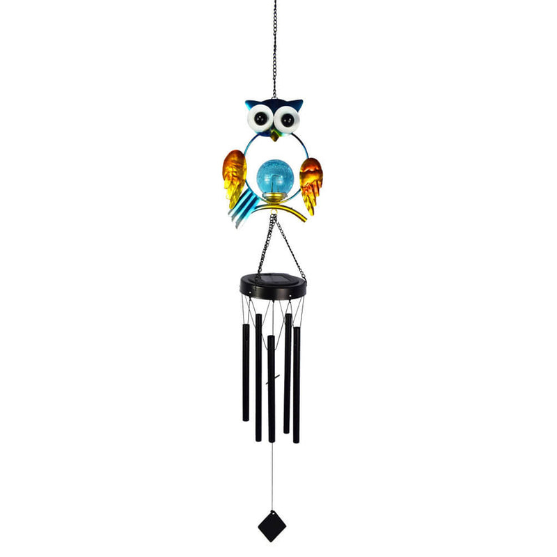 Solar Owl Wind Chime Light Iron LED Garden Decorative Light