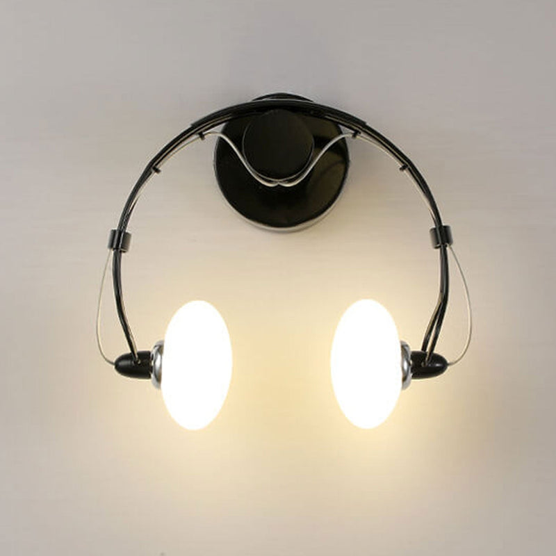 Modern Glass Creative Headphone Design 2-Light Wall Sconce Lamp