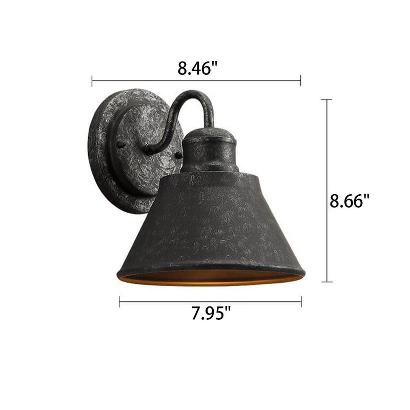 Vintage Industrial Hardware Iron Bell Shade Outdoor Waterproof   1-Light Wall Sconce Lamp