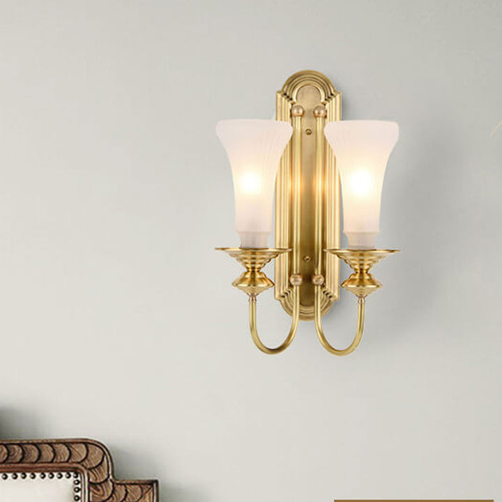 Modern Light Luxury All Copper Glass Petals 1/2-Light Wandleuchte