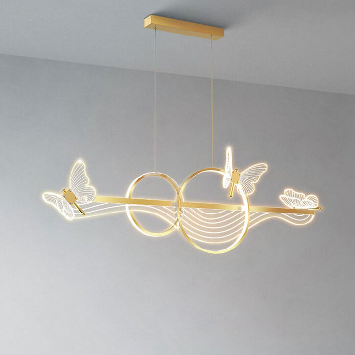 Lustre LED linéaire rond papillon de luxe nordique 