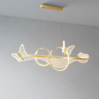 Nordic Light Luxury Butterfly Round Linear Island Light LED-Kronleuchter