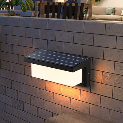 Modern Solar Square Geometry Outdoor Waterproof LED Wall Sconce Lamp