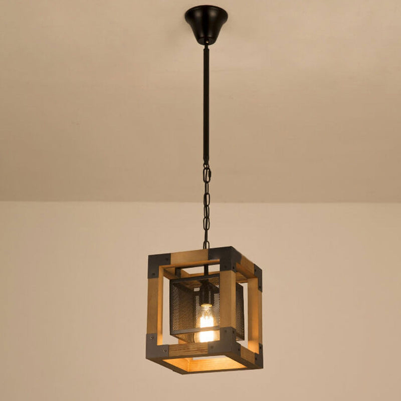 Industrial Creative Iron Mesh Box Design 1-Light Pendant Light