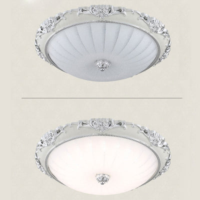 European Retro Round Floral Design LED Flush Mount Ceiling Light