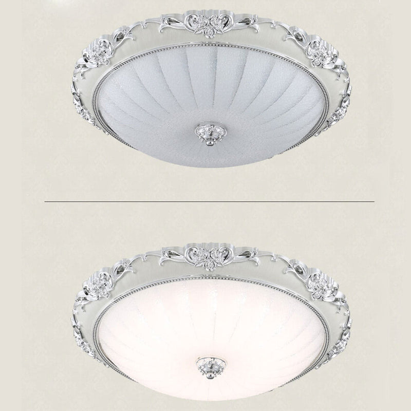 European Retro Round Floral Design LED Flush Mount Ceiling Light