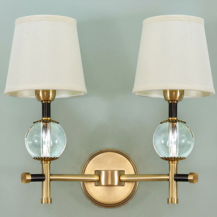 Applique murale en laiton américain moderne 1/2 lumière avec tissu 