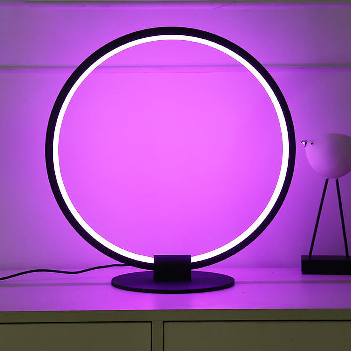 Diseño Moderno de Anillo de Acrílico con Iluminación LED RGB para Lámpara de Mesa 
