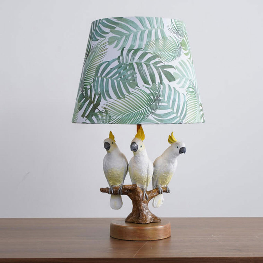 Nordic Leaf Fabric Harz Vogel Design 1-Licht Tischlampe 