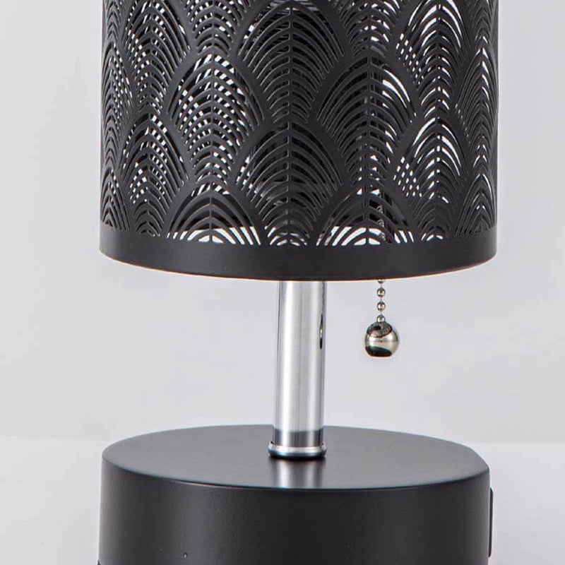 Lampe de table à 1 lumière en tissu de fer creux à colonne créative 