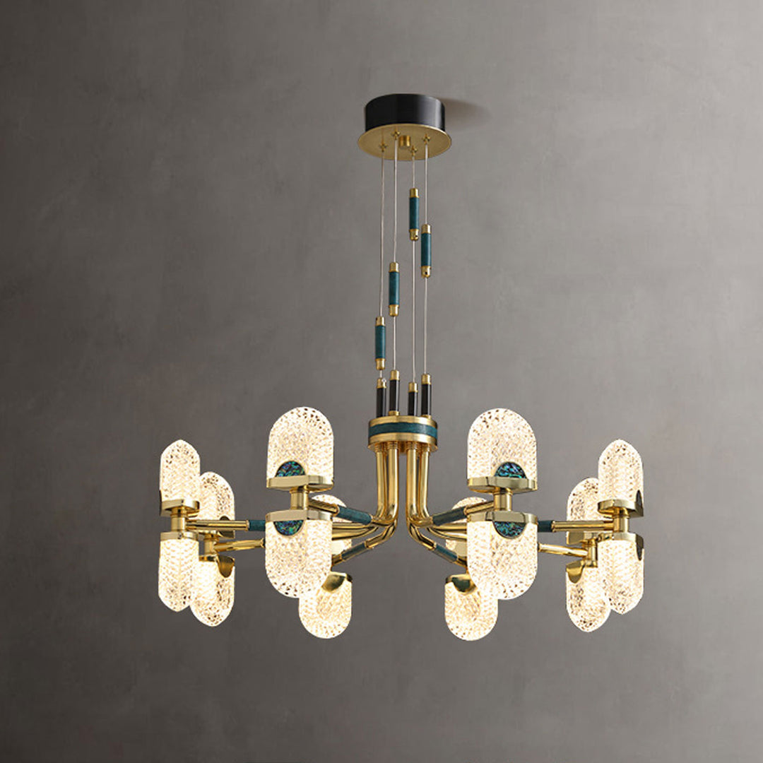 Lustre LED en cuivre massif rond moderne de luxe léger 
