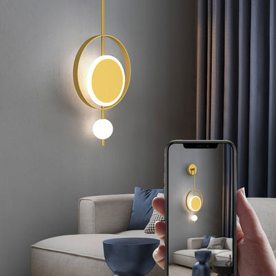 Modern Minimalist Iron Circle Straight Arm LED Light Wall Sconce Lamp